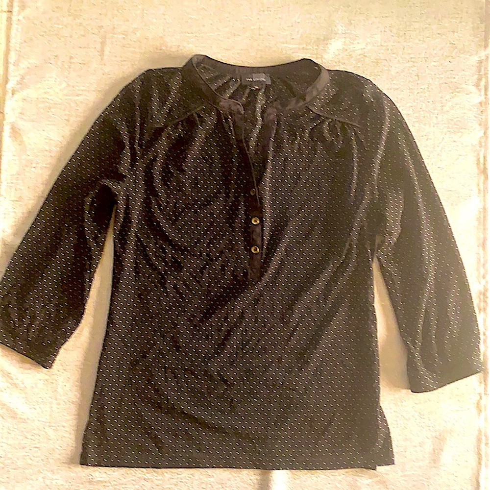 The Limited Sheer Black & White Polka Dot Blouse